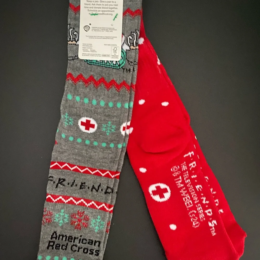 American Red Cross FRIENDS Socks Holiday Promotion Two Pair NEW NWT